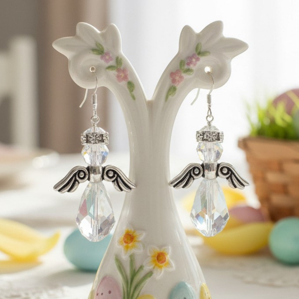 Swarovski Angel Earring with Pewter Wings - Christmas Jewelry Making Kit