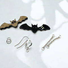 Dangling Bat's Halloween Earring Kit Components 