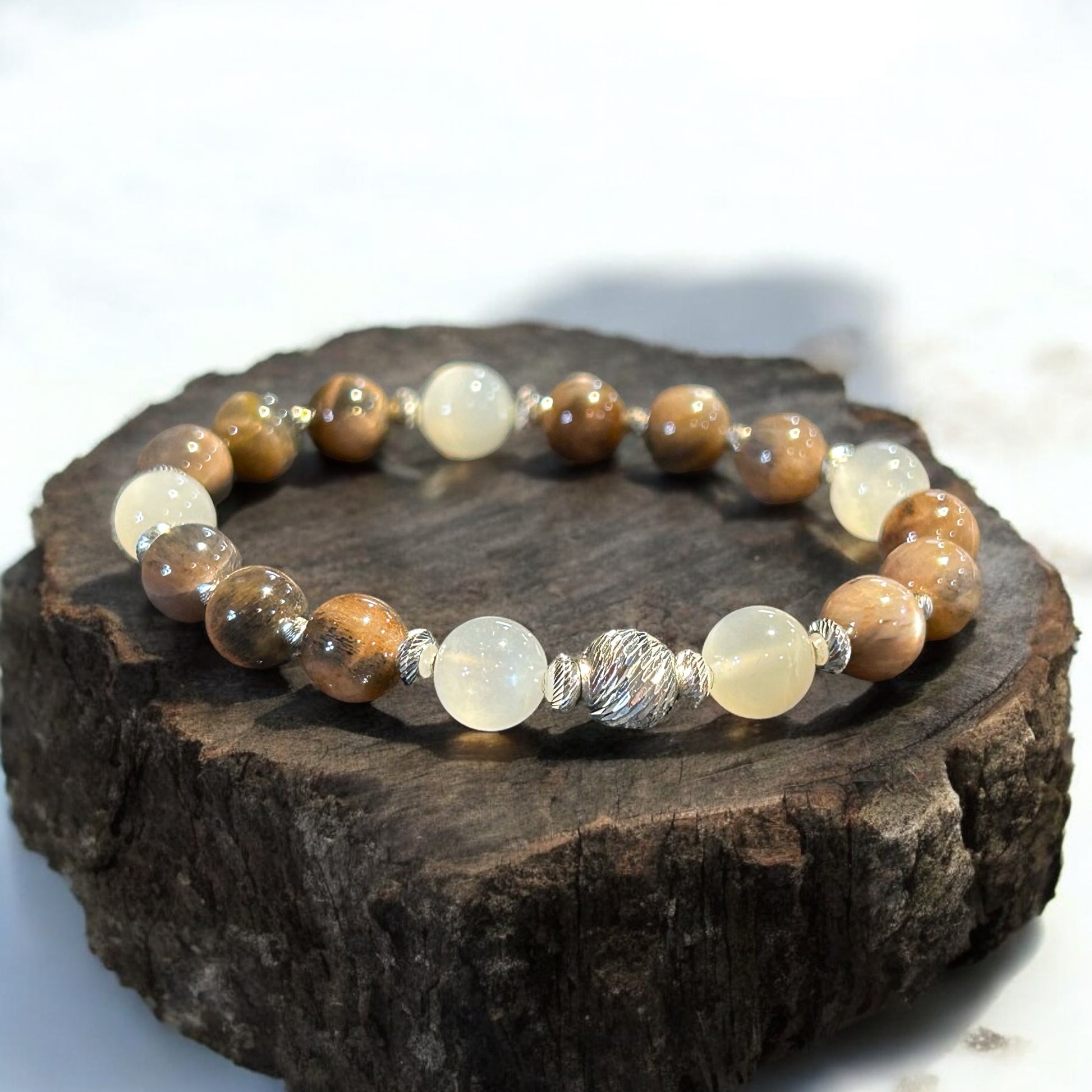 Fiery Sun & Silvery Moonstone Bracelet Kit