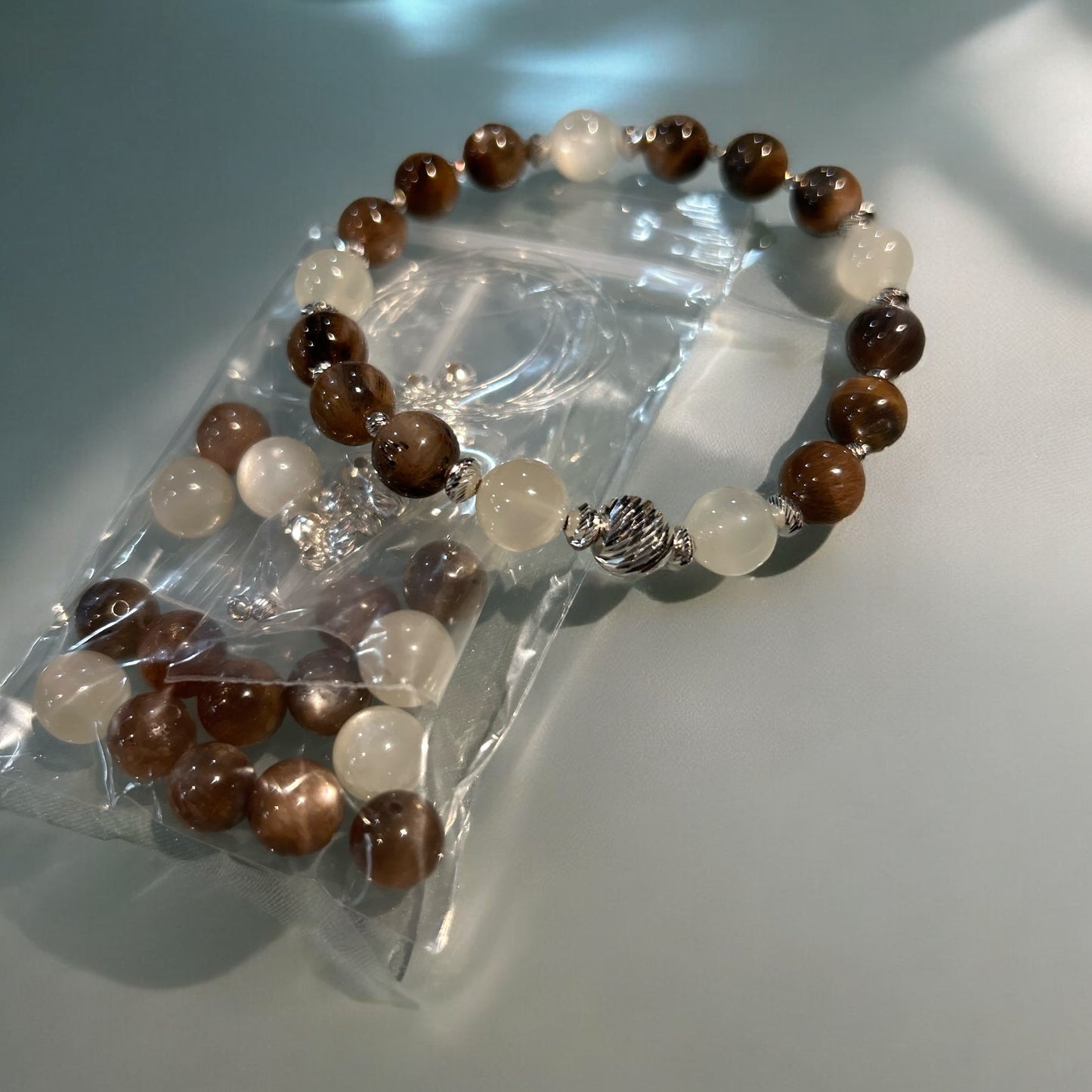 Fiery Sun & Silvery Moonstone Bracelet Kit