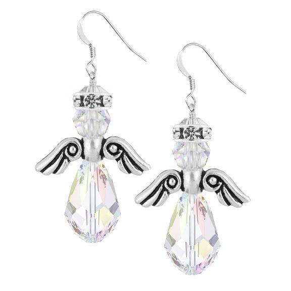 Swarovski Pewter Angel Christmas Earrings (Ready to Wear)