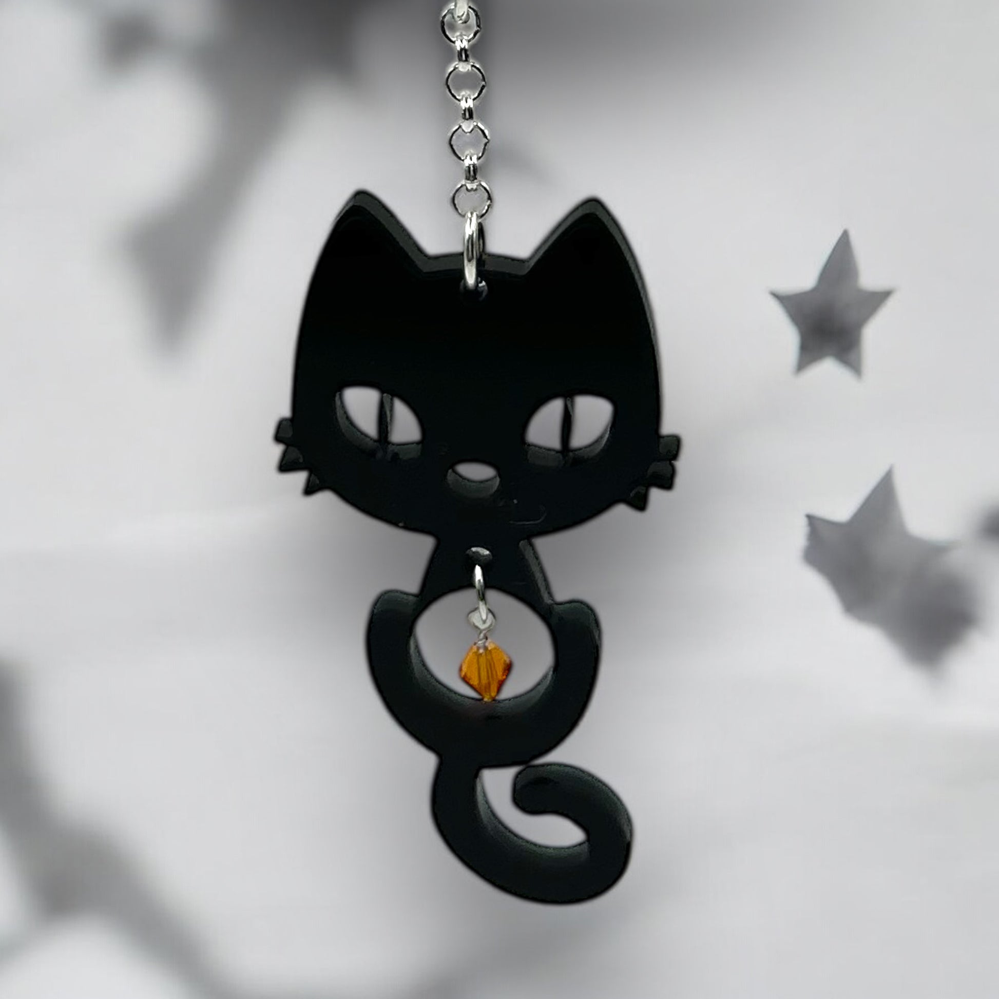 Moonlit Whiskers and Wings Halloween Suncatcher (Ready to Hang)