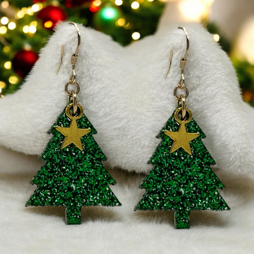 Glitter Christmas Tree Earring Kit