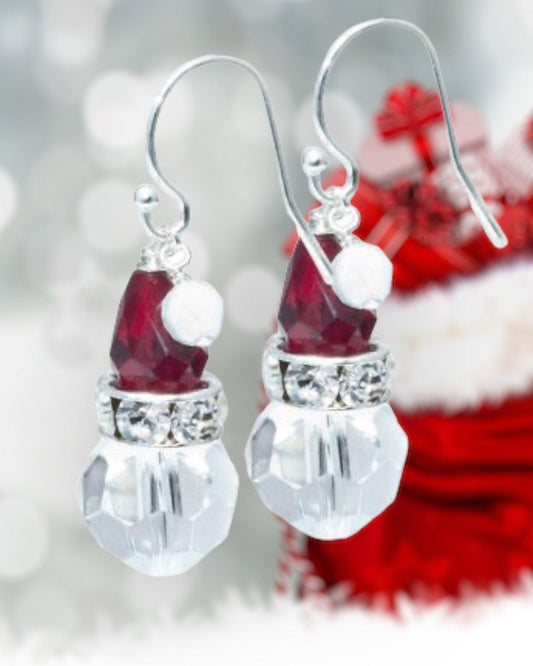 Swarovski Santa Christmas Earrings (Ready to Wear)