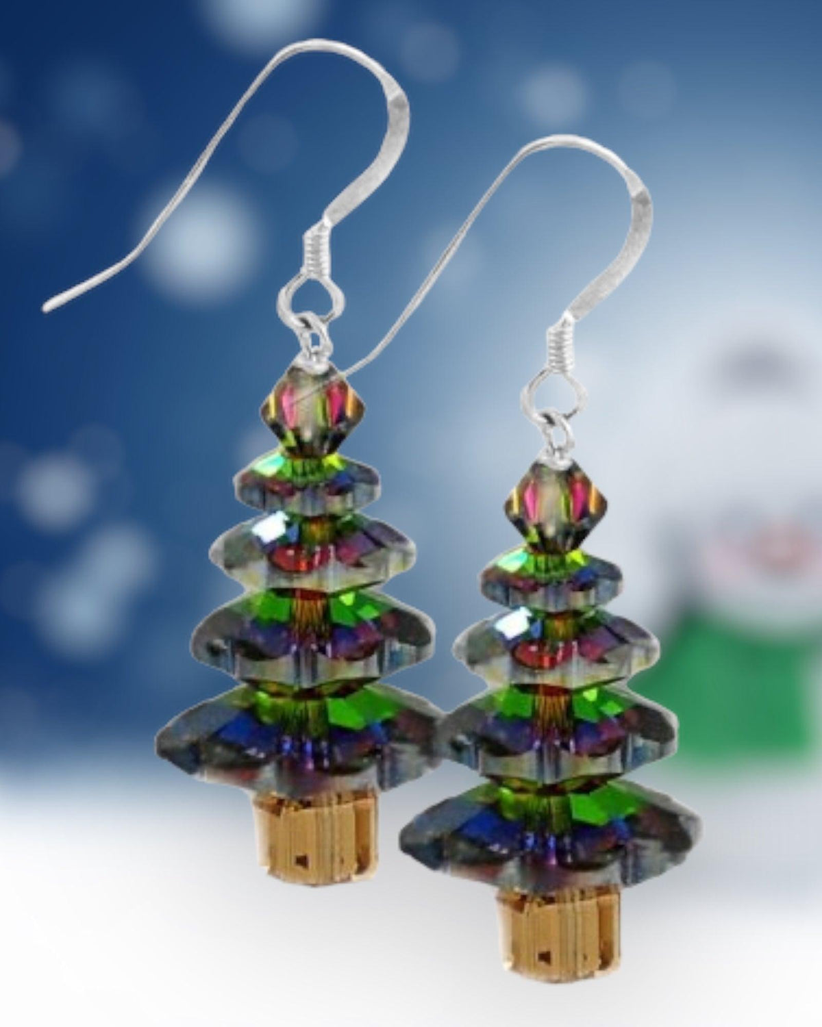 Swarovski Crystal Vitrail Medium Christmas Tree Earrings (Ready to Wear)