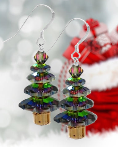 Swarovski Crystal Vitrail Medium Christmas Tree Earrings (Ready to Wear)