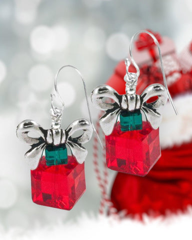 Christmas Present Earrings in Light Siam (Ready to Wear)