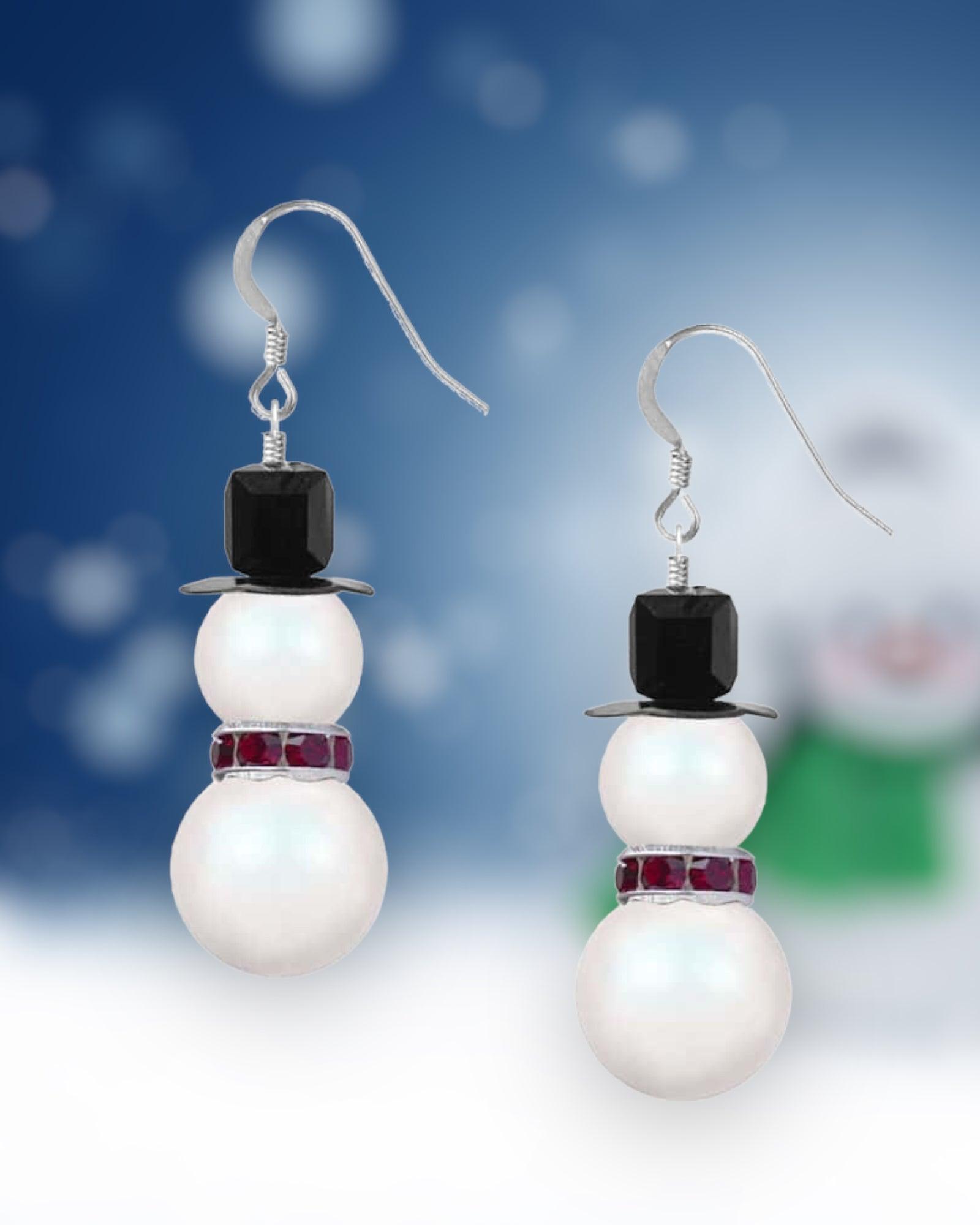 Pearl Snowman Earrings (Ready to Wear)