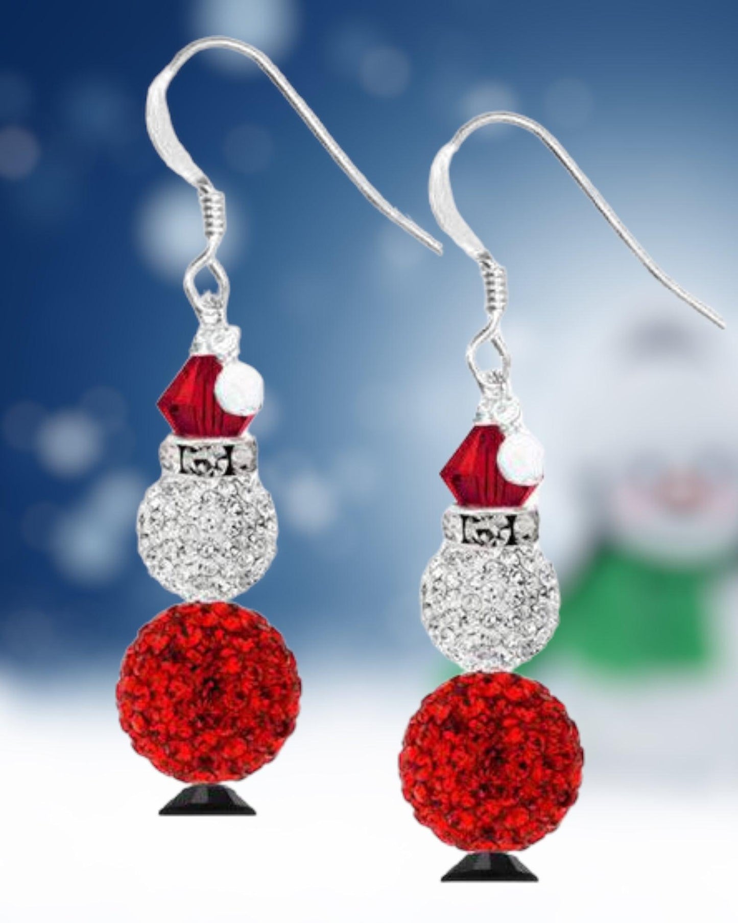 Pave Santa Christmas Earrings (Ready to Wear)