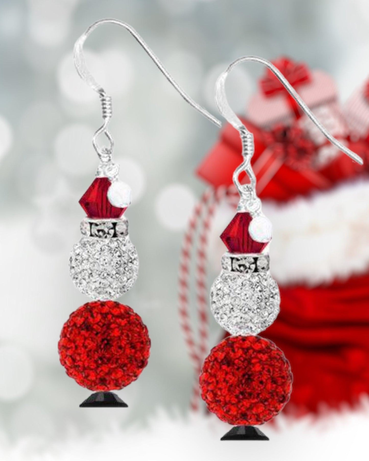 Pave Santa Christmas Earrings (Ready to Wear)