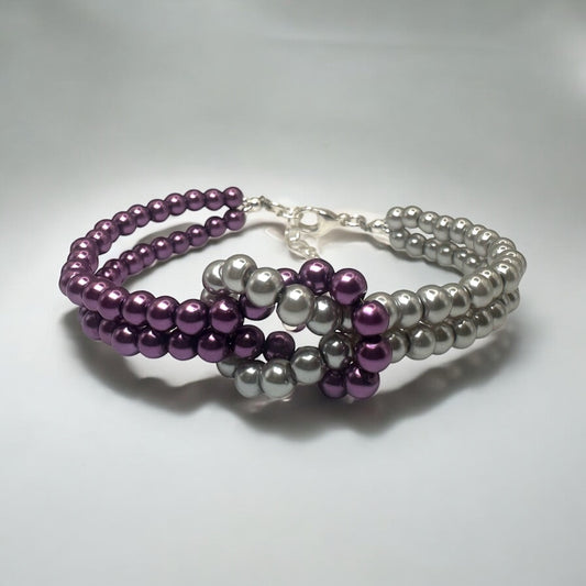 Knots of Pearls Bracelet Kit - Grey with Purple
