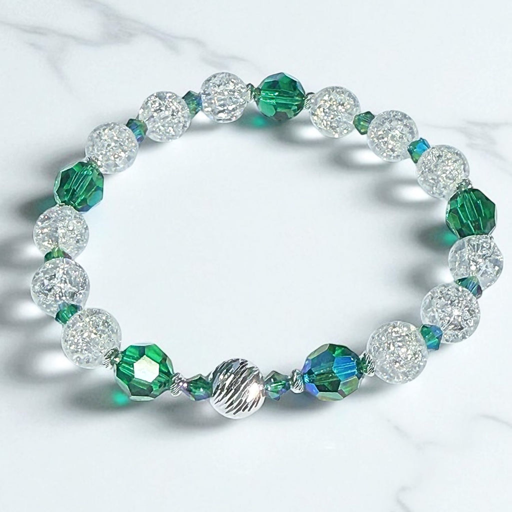 Majestic Green Cracked Crystal Quartz Elastic Bracelet Kit