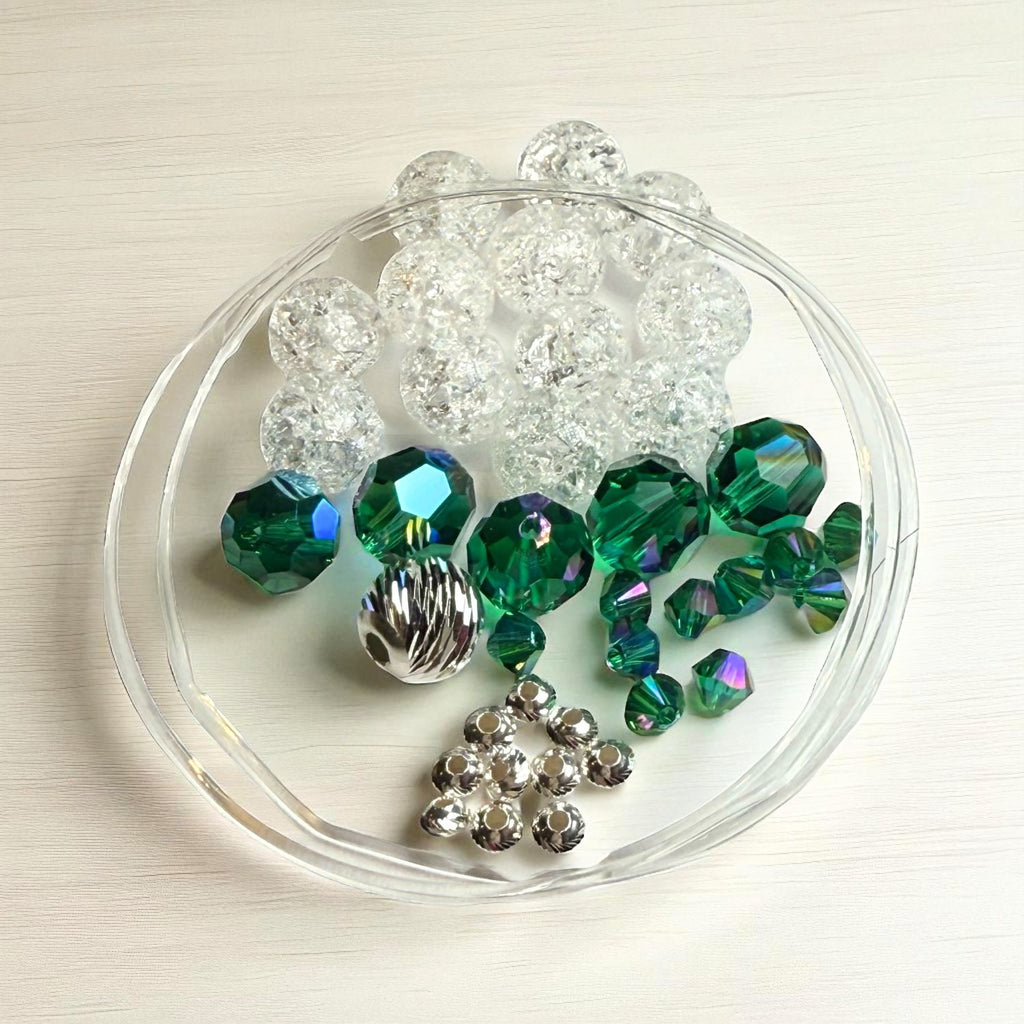 Majestic Green Cracked Crystal Quartz Elastic Bracelet Kit