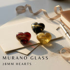 28mm Murano Glass Heart Beads – Handcrafted Italian Love &amp; Shimmer