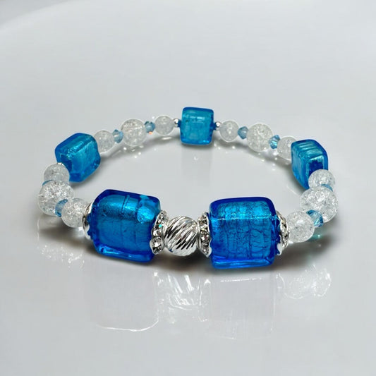 Sky Blue Murano Bracelet Kit - Assembled 