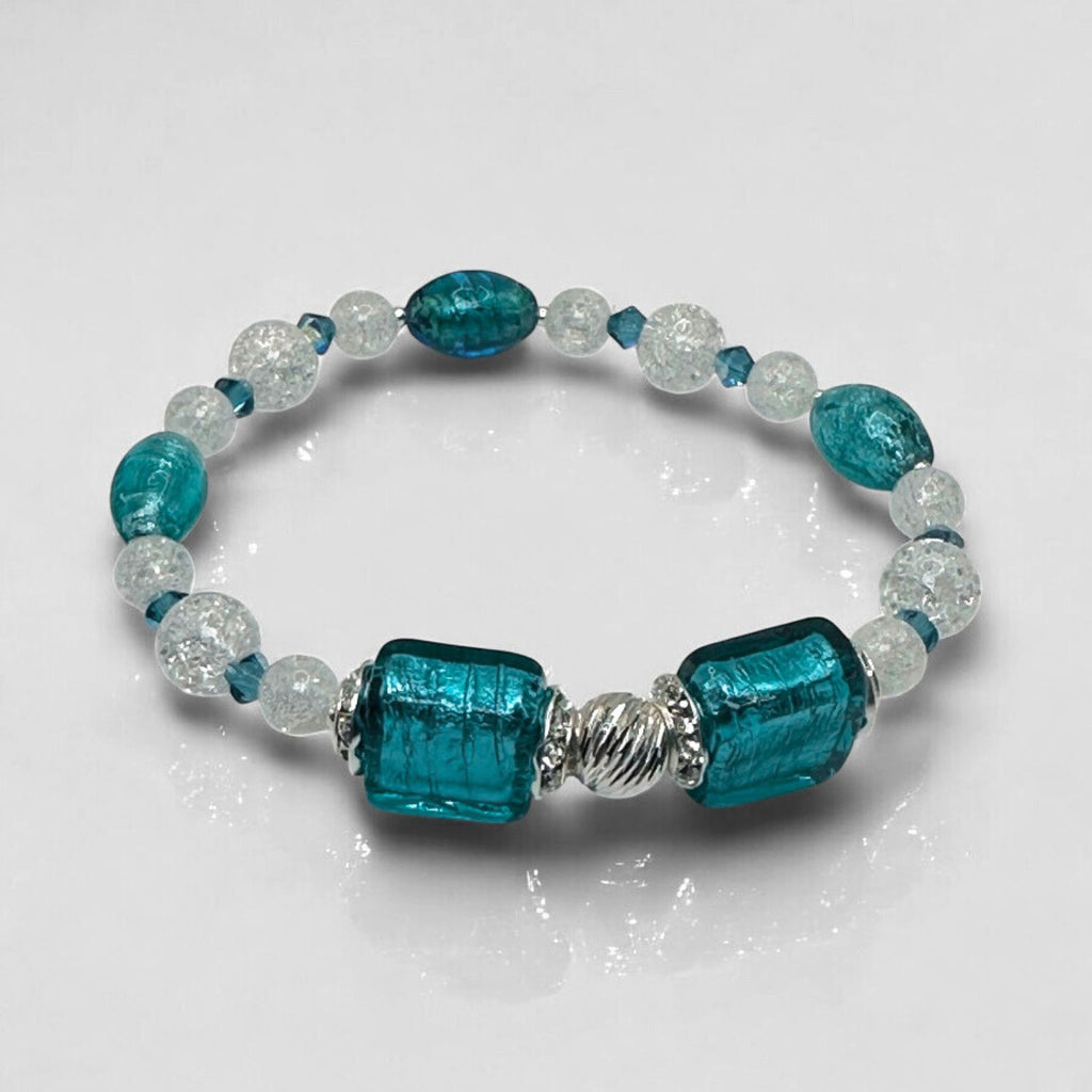 Truly Teal Murano Cube Bracelet Kit - Assembled 