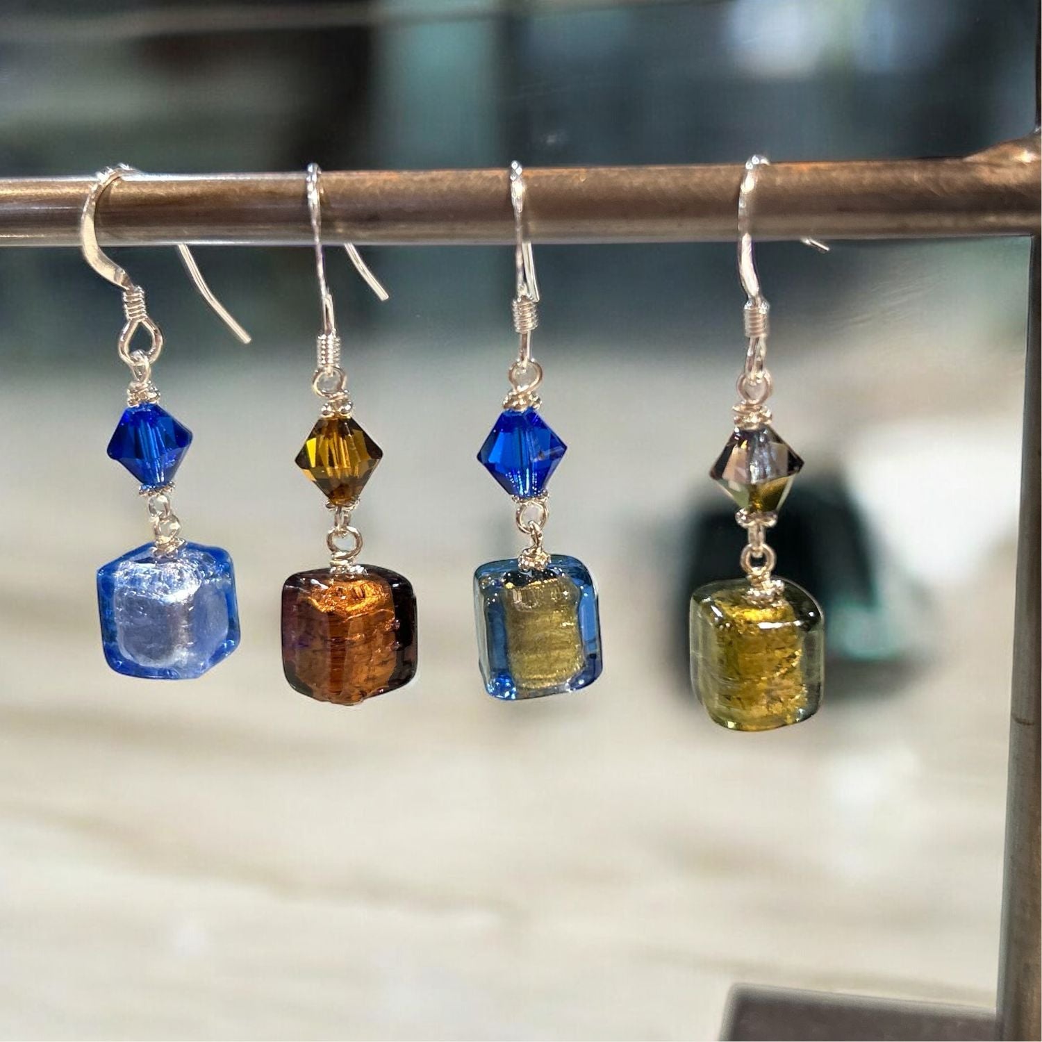 Murano Cube Earrings (Ready to Wear)