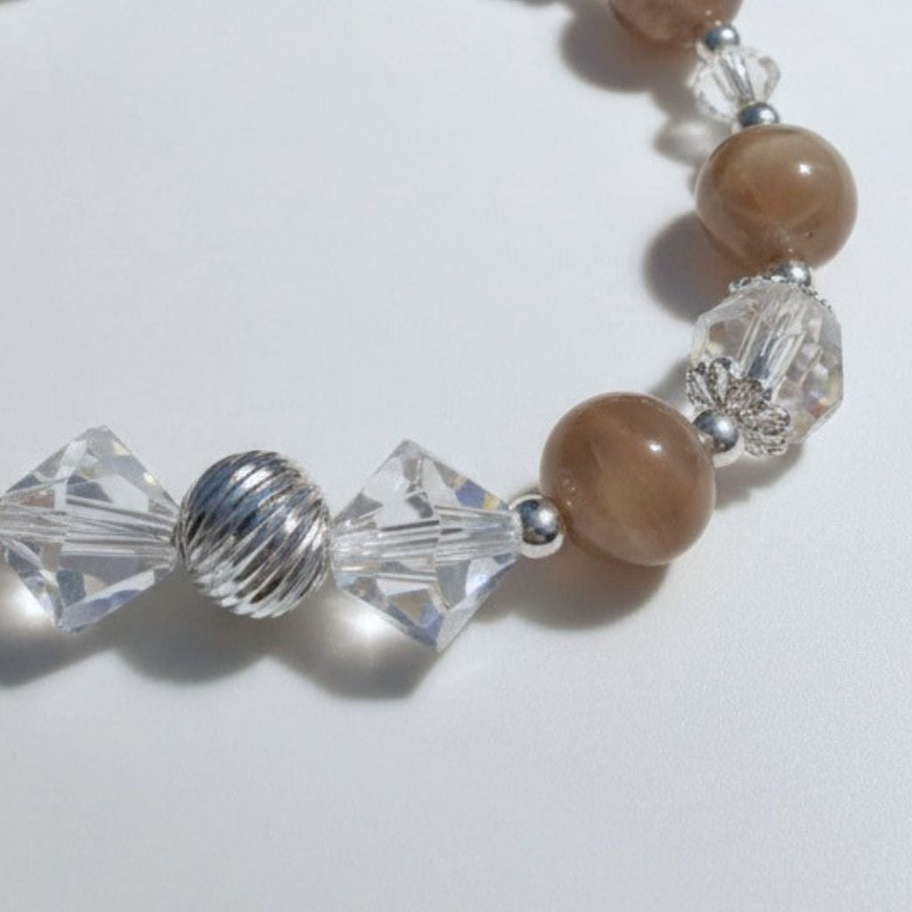 Grey Peach Moonstone &amp; Crystal Bracelet Kit