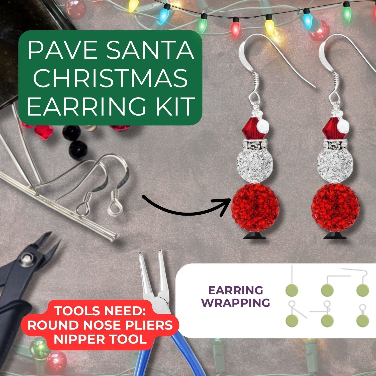 Pave Santa Christmas Earring Kit