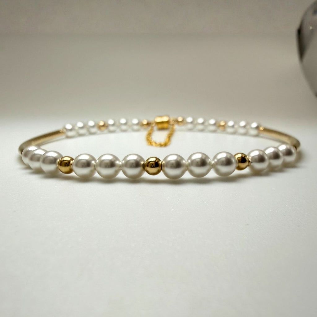 Pearl &amp; Gold Tube Bracelet Kit – Creamy Swarovski White Pearls &amp; Warm 14K Gold-Filled Glow!