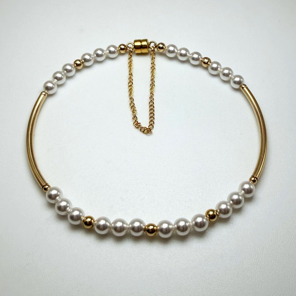 Pearl &amp; Gold Tube Bracelet Kit – Creamy Swarovski White Pearls &amp; Warm 14K Gold-Filled Glow!