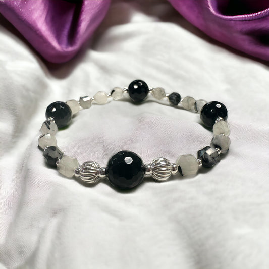 Rutilated Quartz and Onyx Bracelet Kit