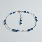 Detroit Lions assembled Silver bracelet kit with blue beads on a light gray background