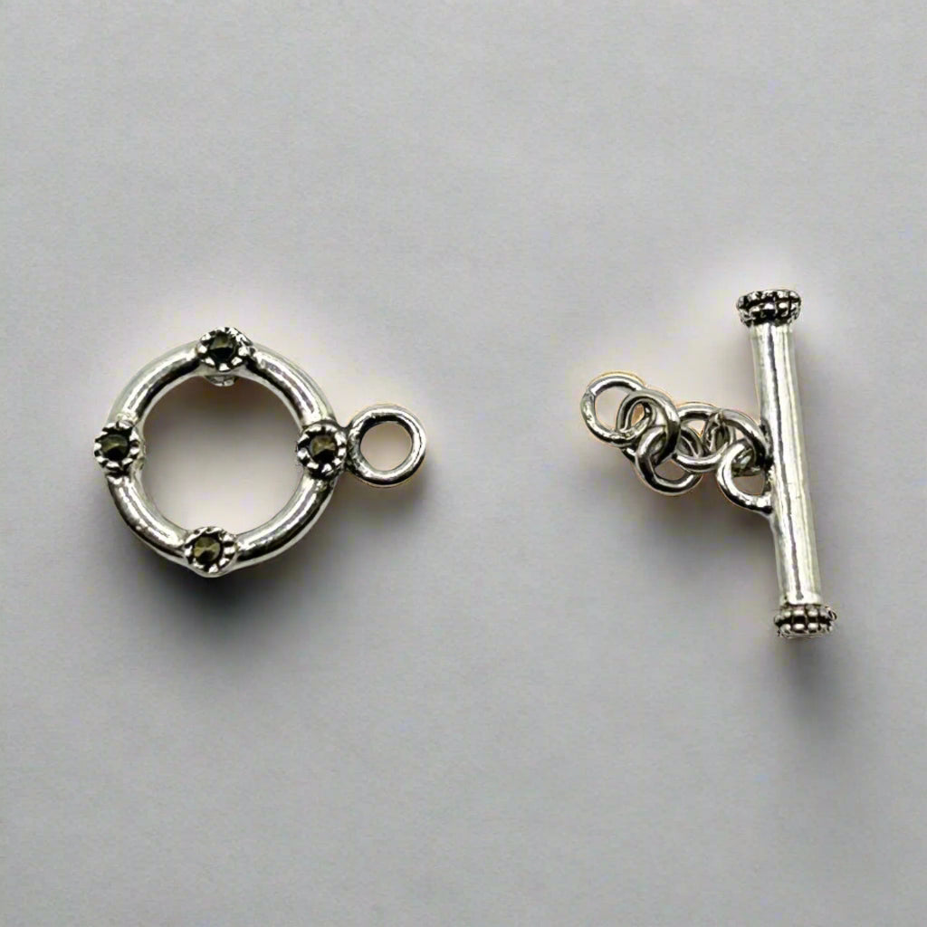 11mm Sterling Silver Toggle with Marcasite Stones
