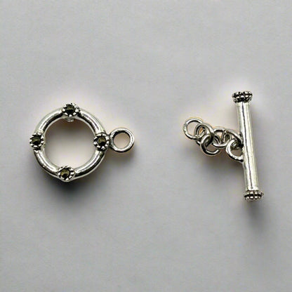 11mm Sterling Silver Toggle with Marcasite Stones