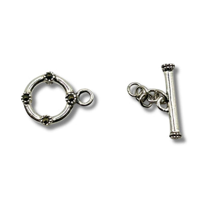 11mm Sterling Silver Toggle with Marcasite Stones