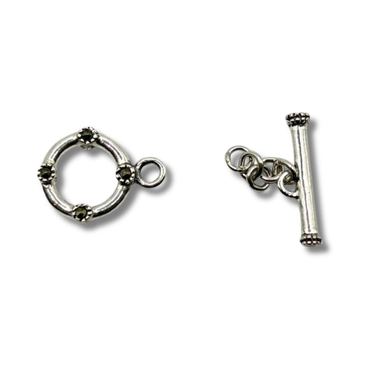 11mm Sterling Silver Toggle with Marcasite Stones