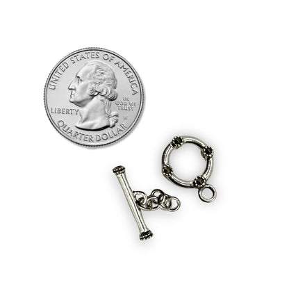 11mm Sterling Silver Toggle with Marcasite Stones