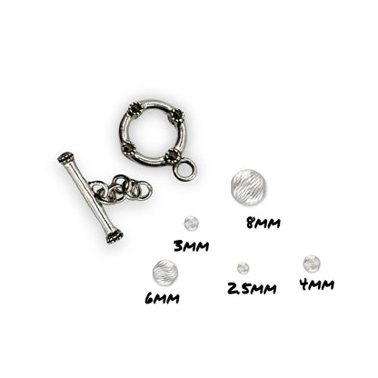 11mm Sterling Silver Toggle with Marcasite Stones