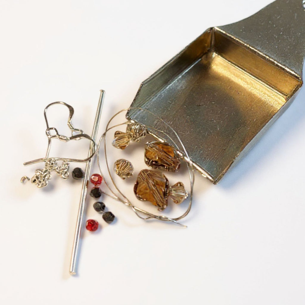 Rudolph Christmas Earring Kit Materials on a white surface