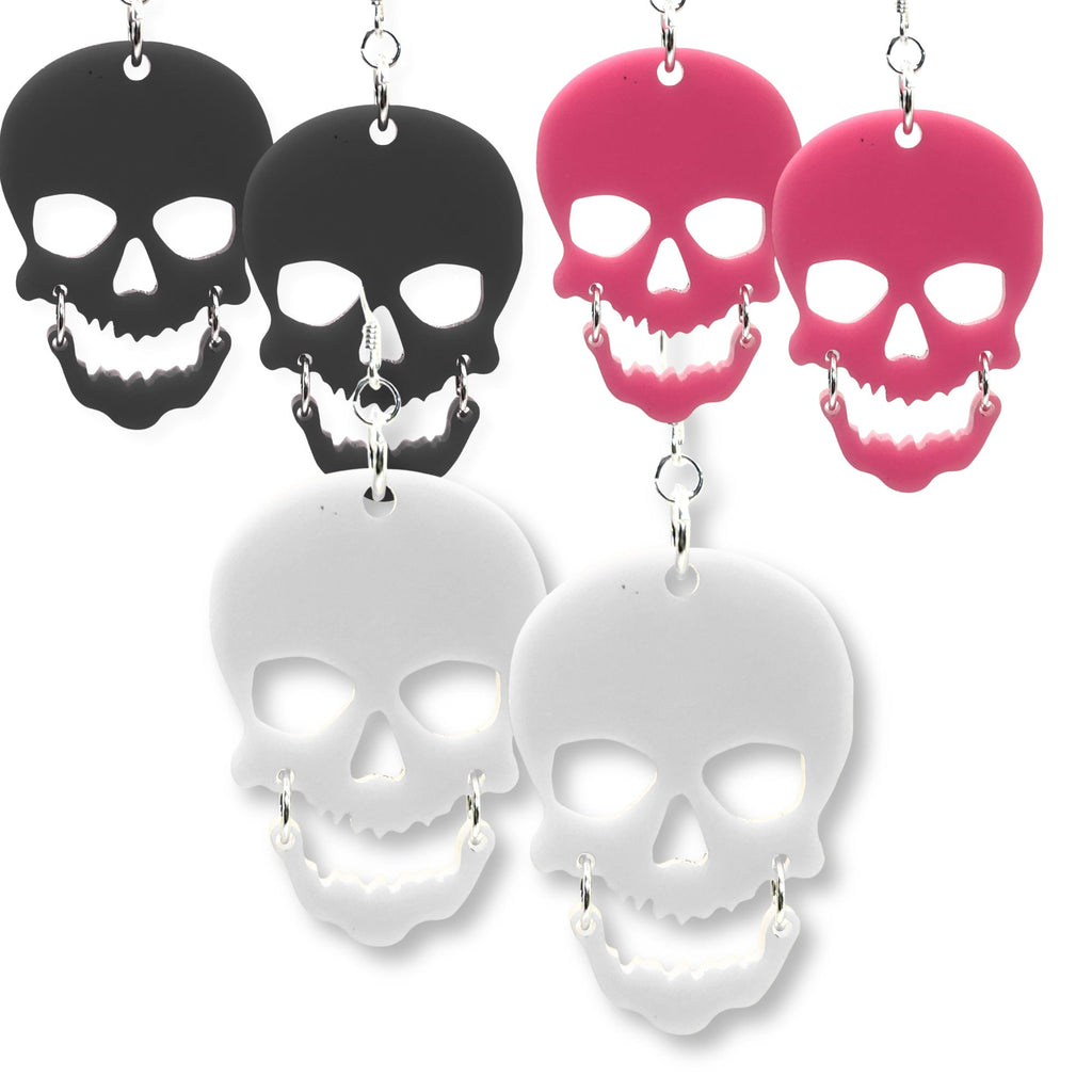 Scary Skull Halloween Earrings - New Summerween Colors! (Ready to Wear)