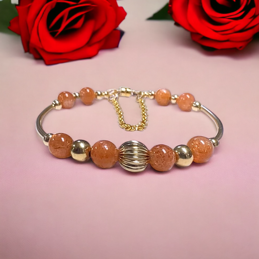 Bracelet Kit - ✨ Peach Sunstone Bangle Bracelet: A Luminous Embrace of Elegance