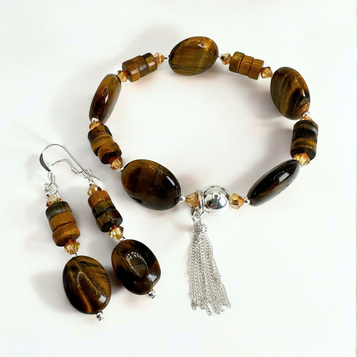 Treasured Tiger Eye Bracelet and Earrings (Ready to Wear)