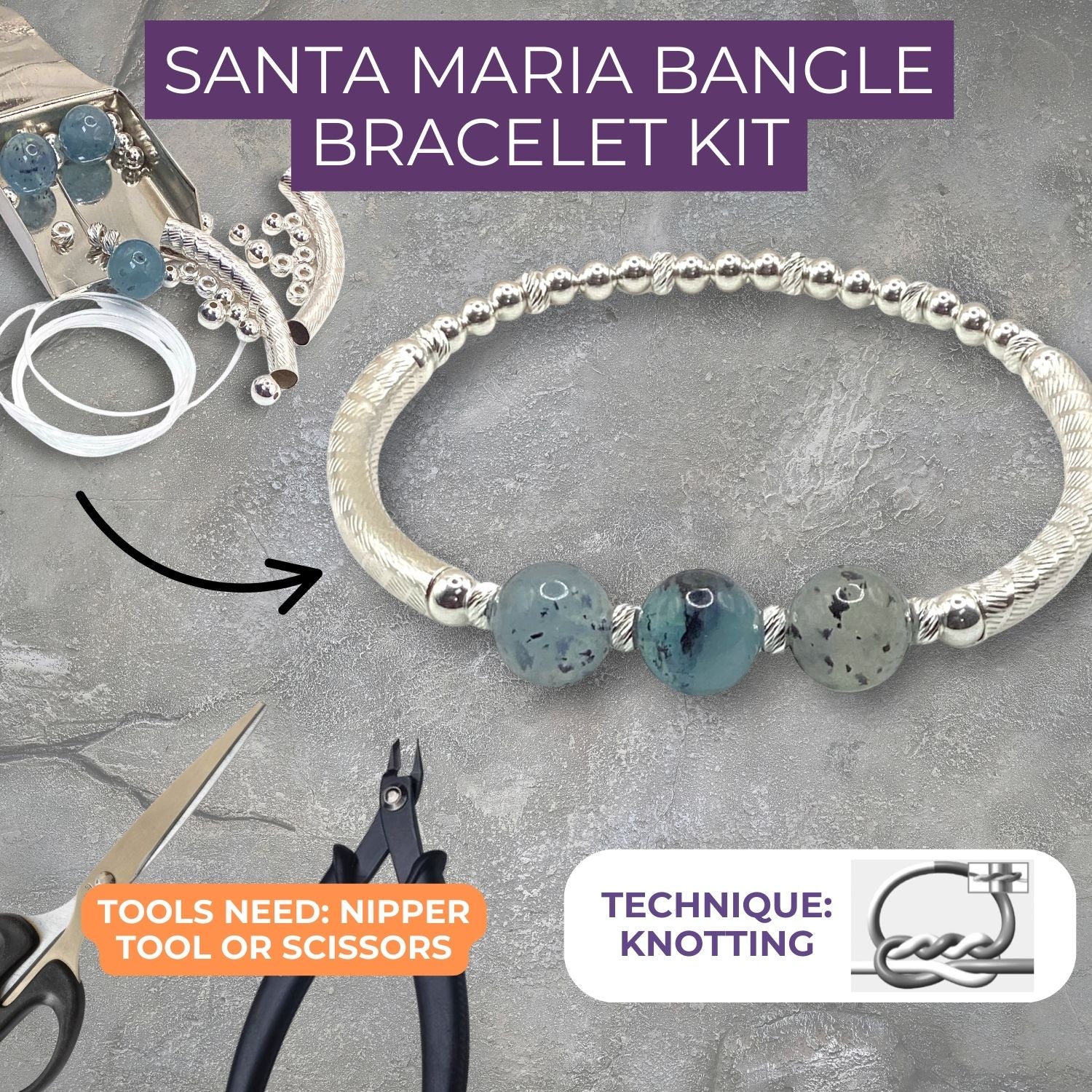 Santa Maria Aquamarine Bangle Bracelet Kit