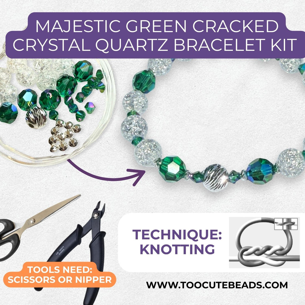 Majestic Green Cracked Crystal Quartz Elastic Bracelet Kit