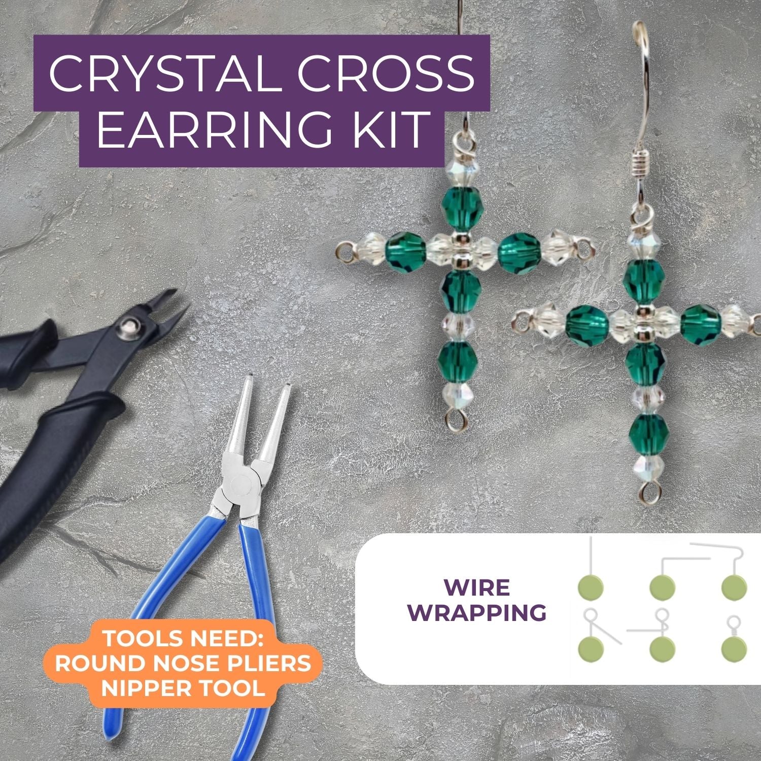 Crystal Cross Birthstone Earring Kit