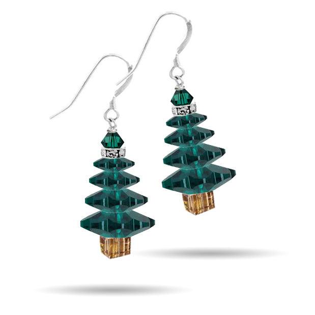 Emerald Christmas Tree Earrings (Ready to Wear)