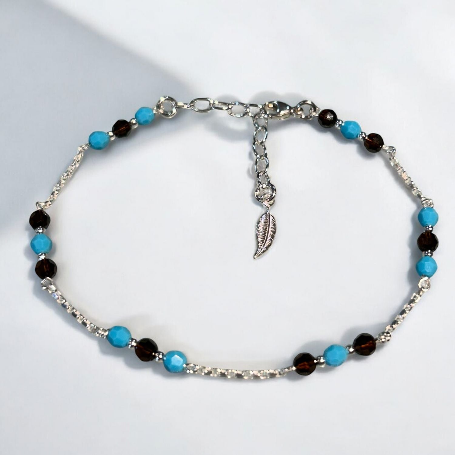 Turquoise & Mocca Feather Ankle Bracelet Kit