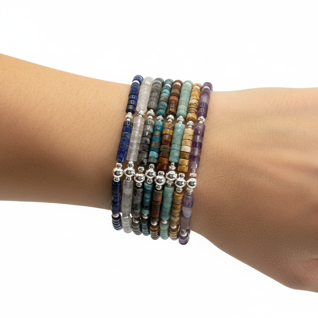 All Bracelets Stacked on Wrist