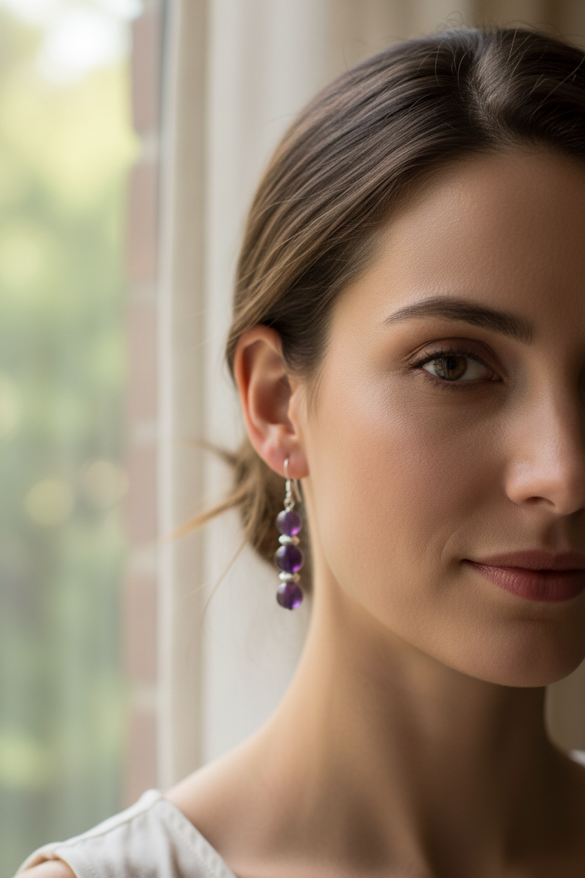 Amethyst Earrings - Lifestyle
