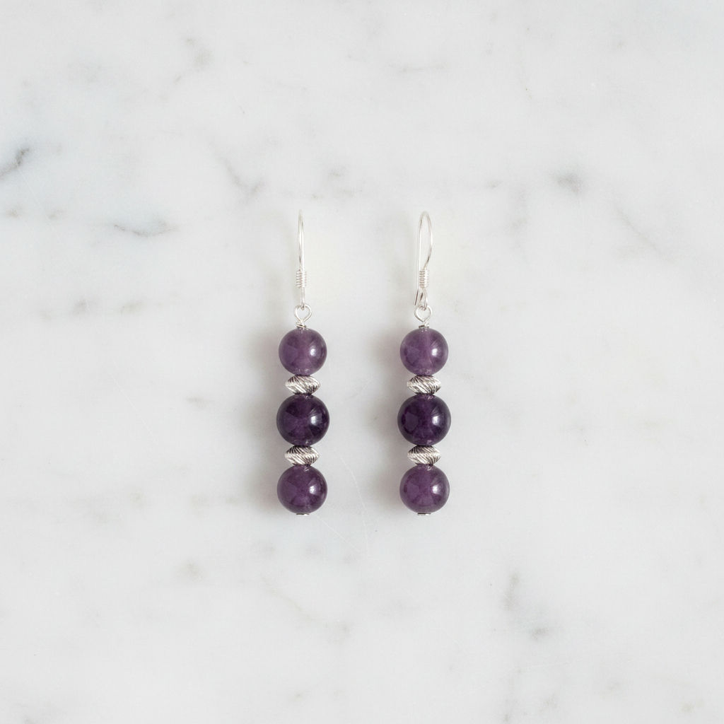 Amethyst Earrings - Overhead Marble