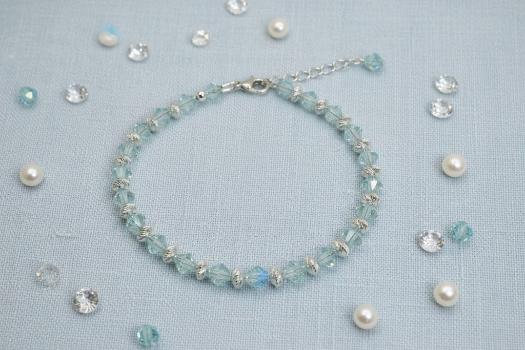 Aqua Crystal Bracelet - Flat Lay with Props