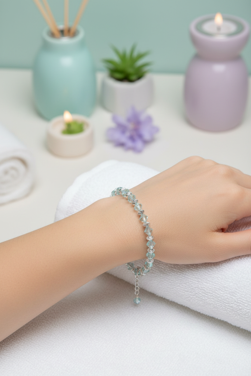 Aqua Crystal Bracelet - Wrist Lifestyle Shot