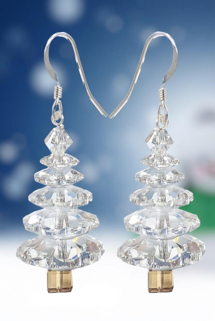 Christmas tree earrings with slightly more transparent crystals