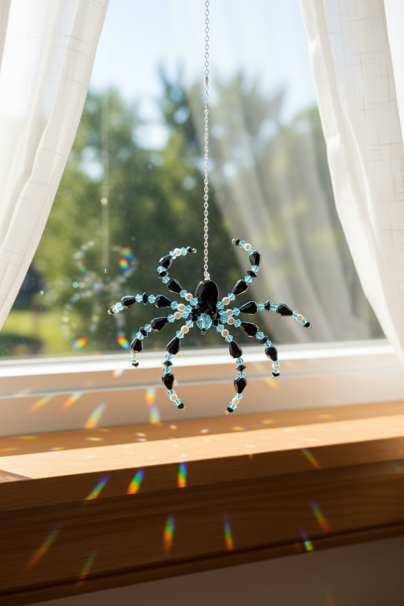Crystal Spider Suncatcher - Sunlit Window Lifestyle