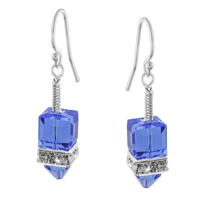 Blue Dreidel Earrings (Ready to Wear)